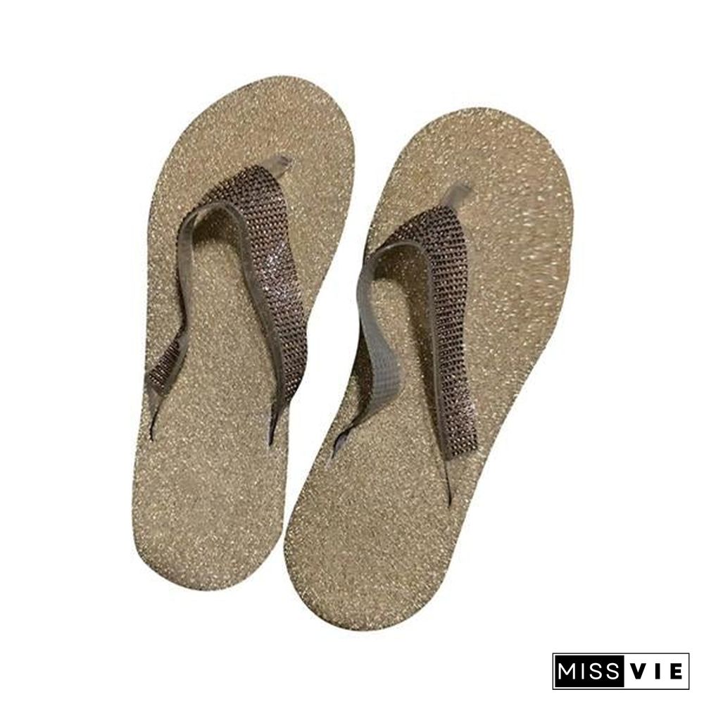 Women Casual Beach Flip Flops Slide Flash Bling Slippers