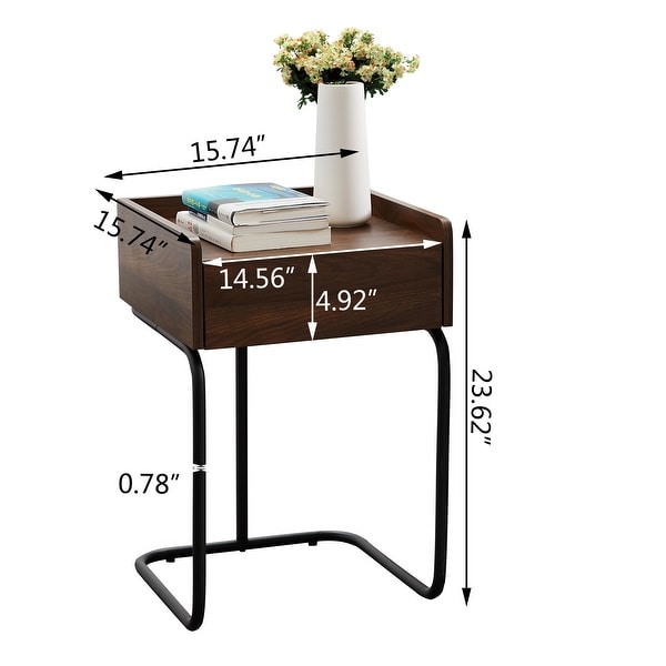 Single Draw Side Table /Side Table/Night Stand， Version With Metal Frame Box，Coffee， Console， Sofa and End Tables