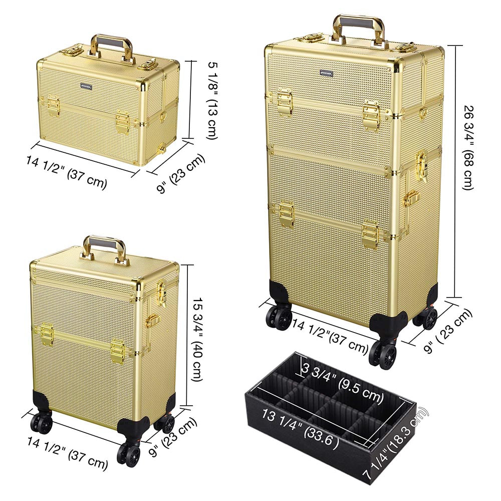 Byootique 2in1 Rolling Makeup Artist Case Lockable 4-Wheel