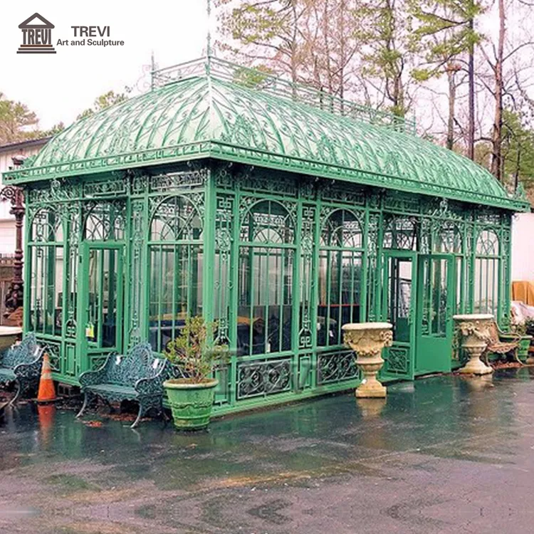 Luxury Garden Decoration Forged Large Outdoor Green House Wrought Iron Gazebo For Sale