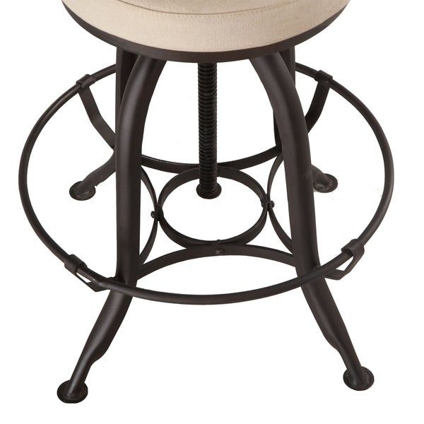 Welles Adjustable Natural Canvas Backless Barstool