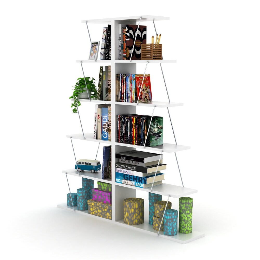 Furnish Home Store Modern 5 Tier Ladder Bookshelf Organizers  Narrow Bookshelf for Small Spaces Office Furniture Bookcase