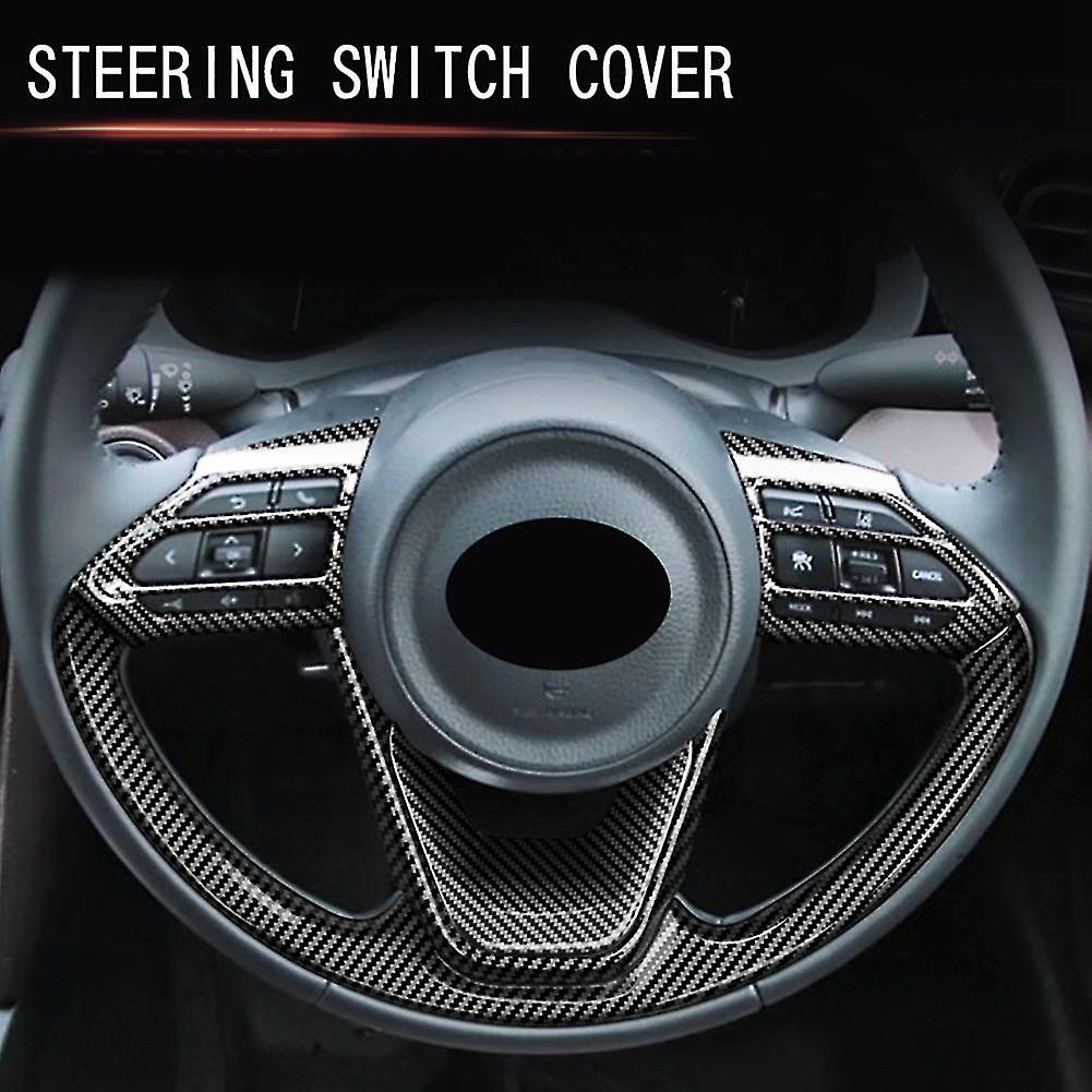 Car Carbon Fiber V-style Steering Wheel Panel Cover Trim Decoration Frame Sticker For Aqua Yaris Si