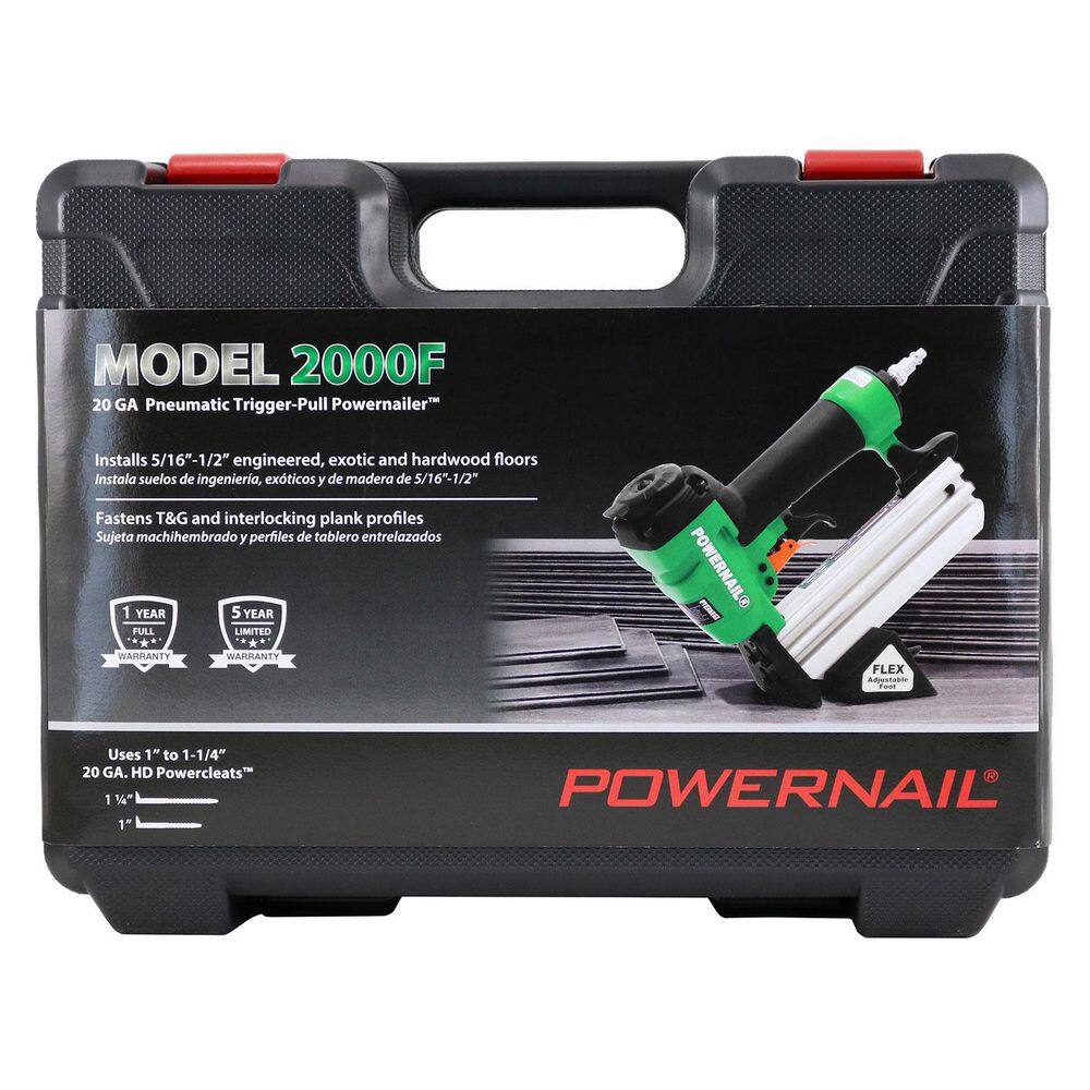 POWERNAIL Pneumatic 20-Gauge Hardwood Flooring Trigger Pull Cleat Nailer Kit 2000F