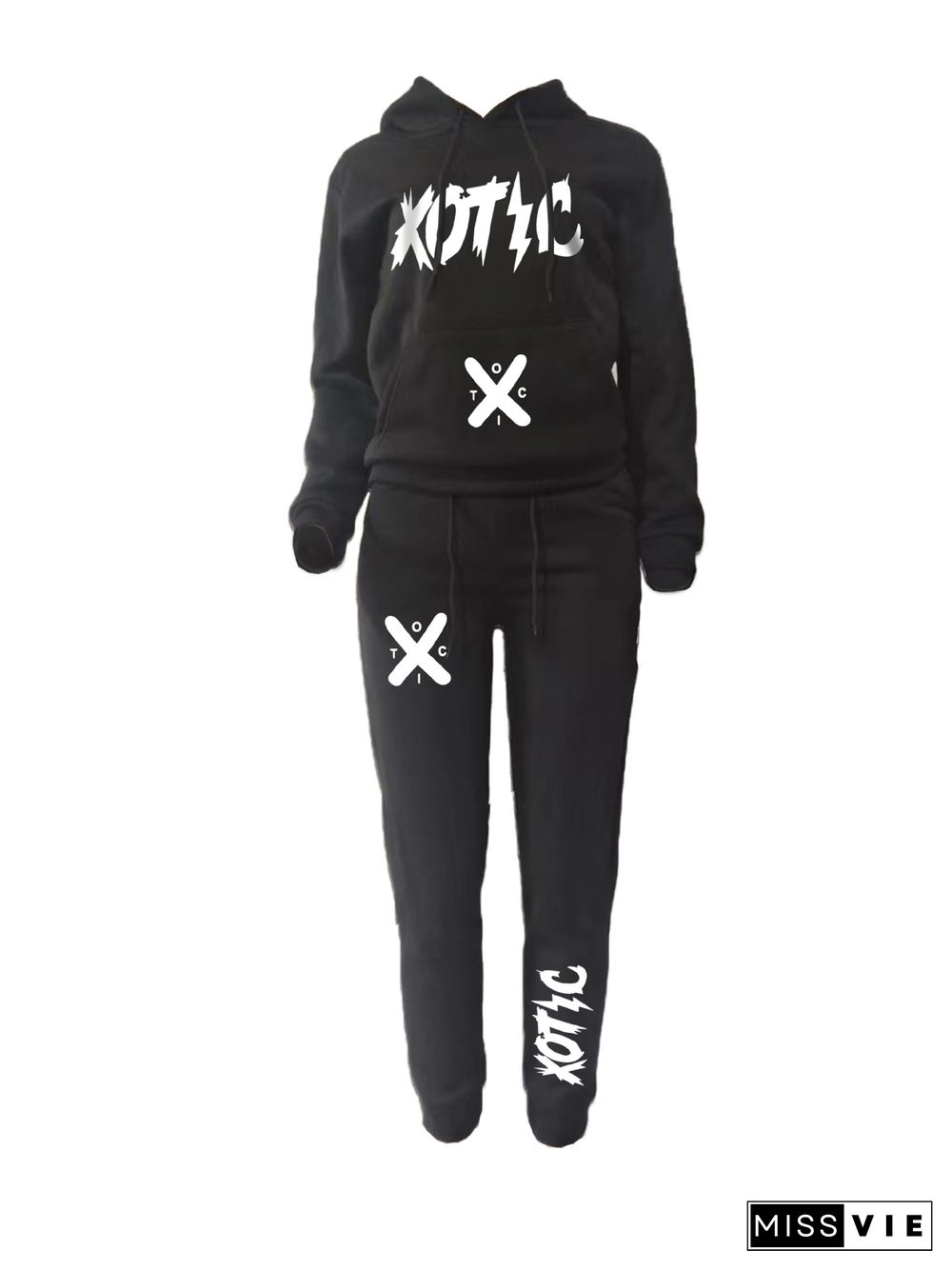 Hooded Sweatshirt+Drawstring Pants 2 Pieces Sets