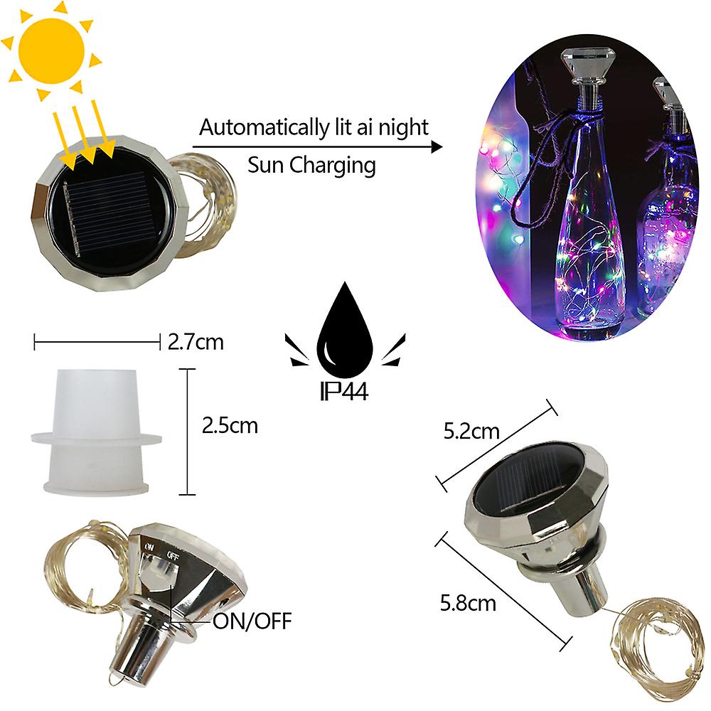 1pc Updated Solar Wine Bottle Lights 2m 20 Led Copper Wire Fairy Garland String Lights For Xmas Wedding Party Decor