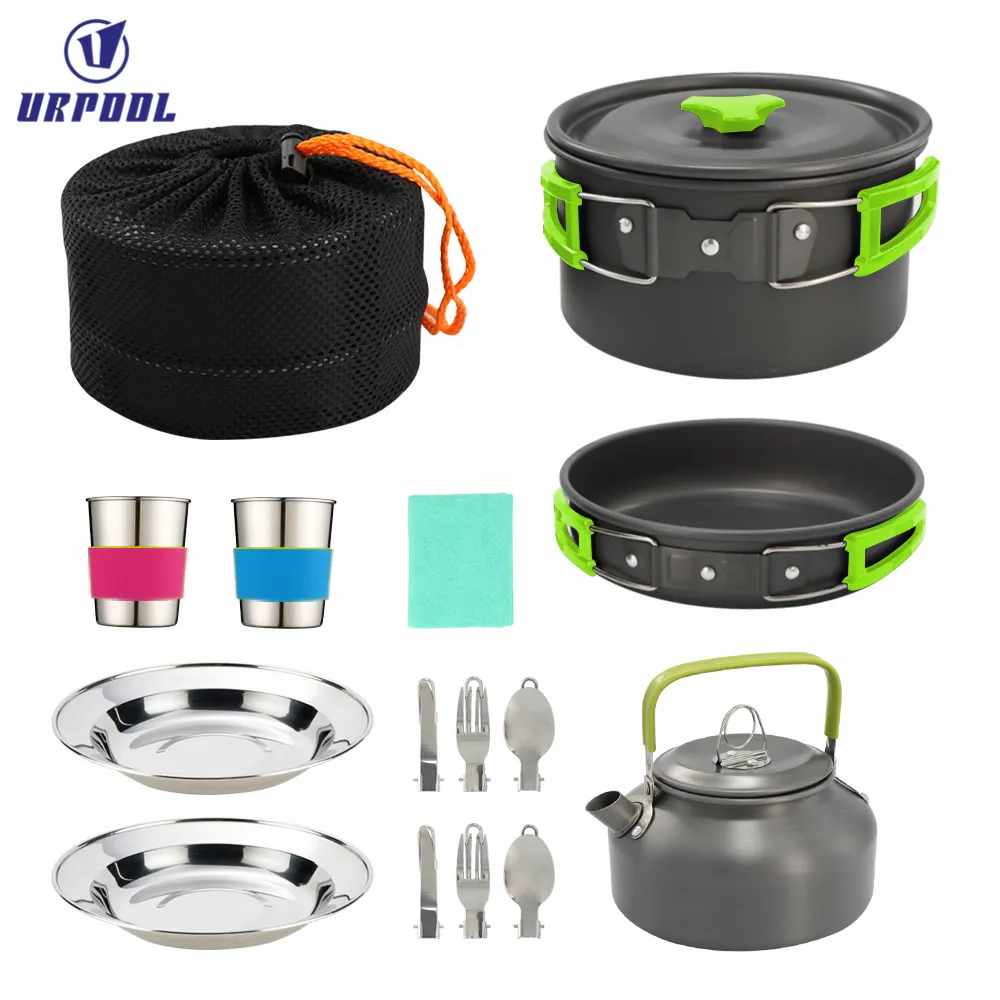 Ultralight Camping Cookware Outdoor Cooking Set Travel Tableware Cooking Stove Kit Pan Hiking Picnic Pot Utensil Equipment