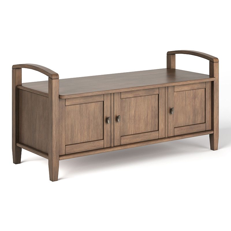 Simpli Home Warm Shaker Rustic Entryway Storage Bench