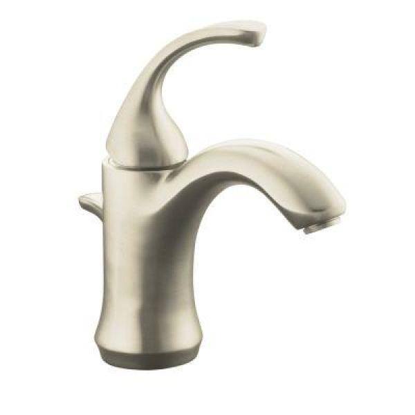 KOHLER Forte Single Hole Single-Handle Low-Arc Water-Saving Bathroom Faucet in Vibrant Brushed Nickel K-10215-4-BN