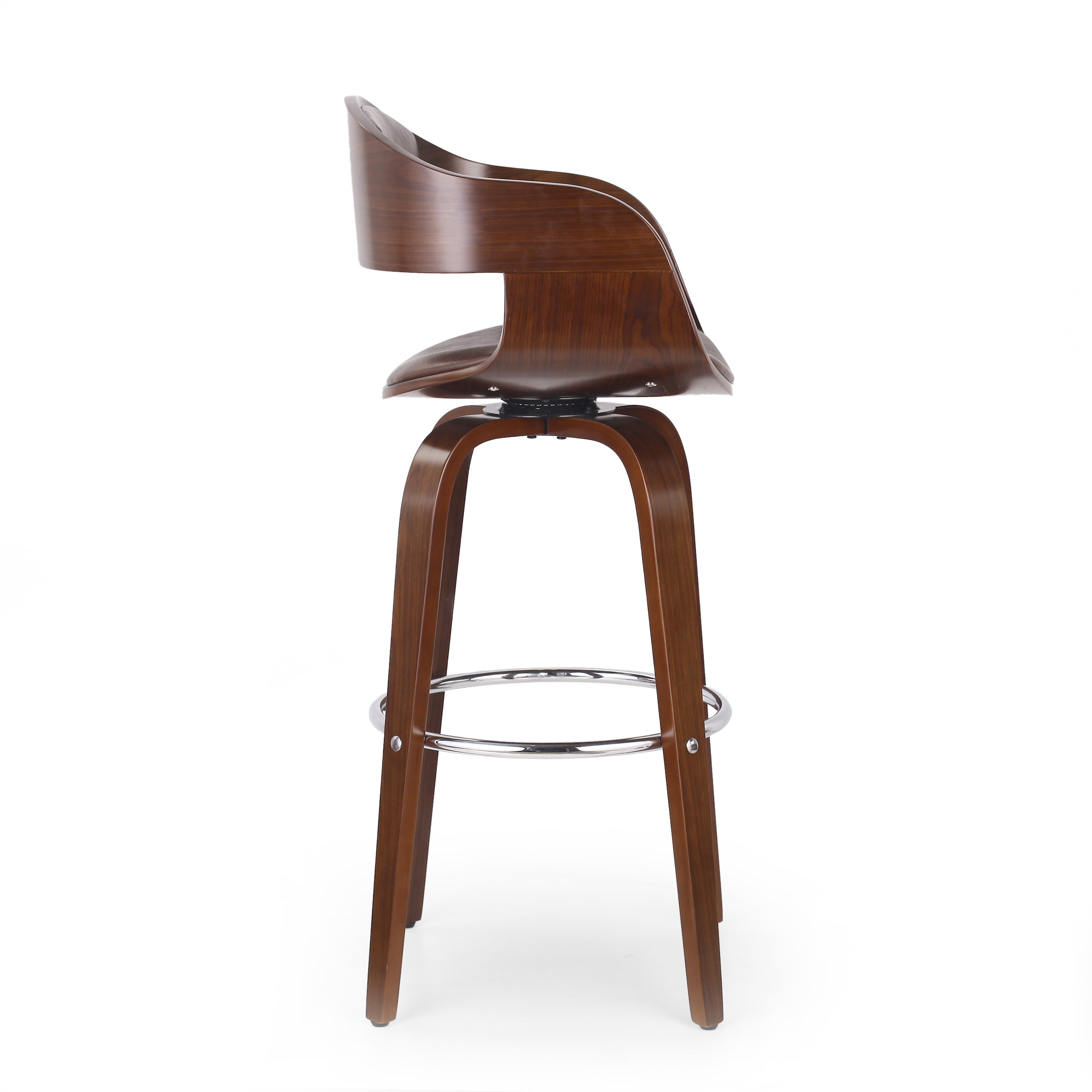 Soledad Mid-Century Modern Upholstered Swivel Barstool