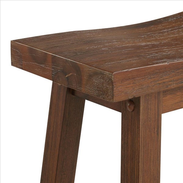 Saddle Design Wooden Barstool with Grain Details - 29.25 H x 17.75 W x 10 L Inches