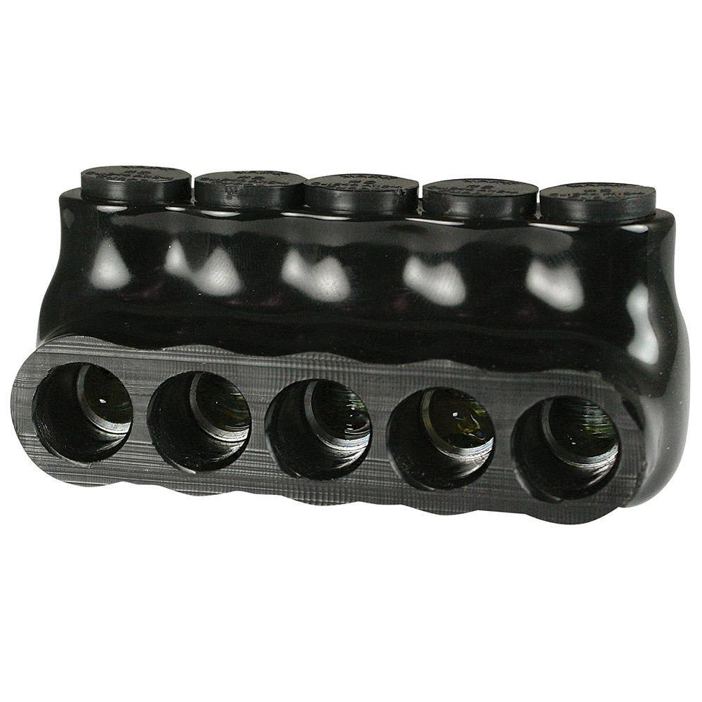 ASI 14-2 AWG 5 Port Multi Tap Connector Insulated Single Side Entry Black Bagged AICS2-5