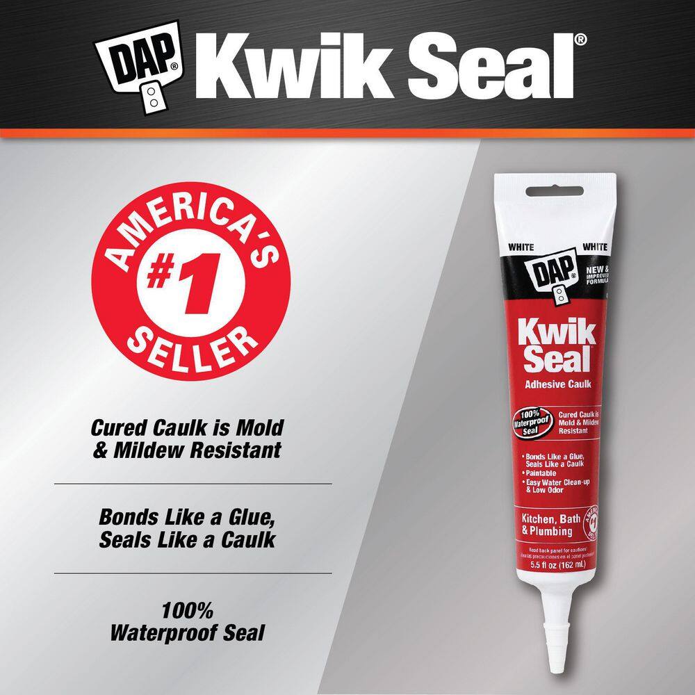 DAP Kwik Seal 5.5 oz. White Kitchen and Bath Adhesive Caulk 18873