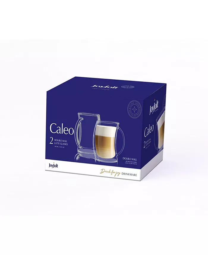 JoyJolt Caleo Double Wall Insulated Latte Glasses Set of 4