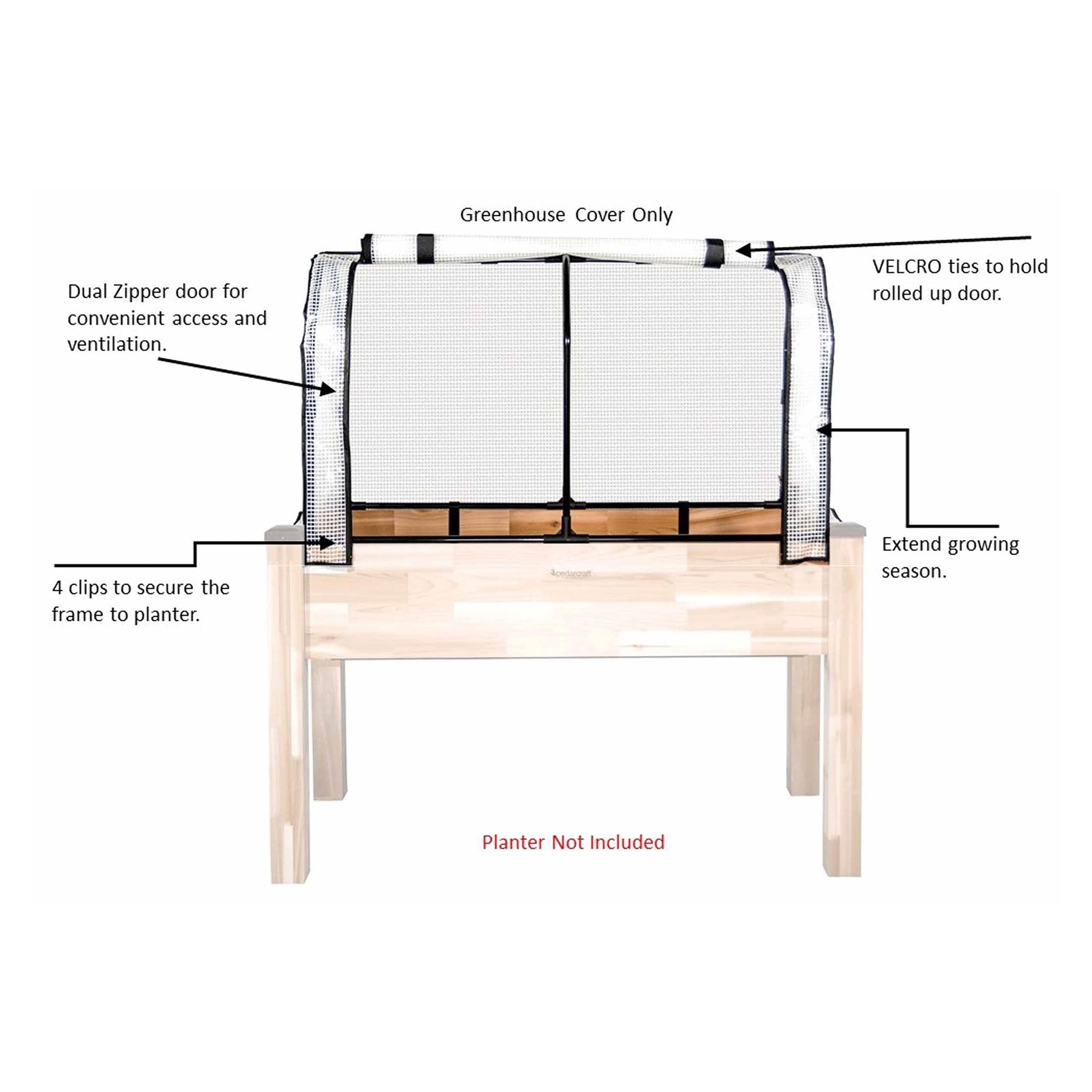 CedarCraft Self-Watering Elevated Cedar Garden Planter w/ Greenhouse Cover