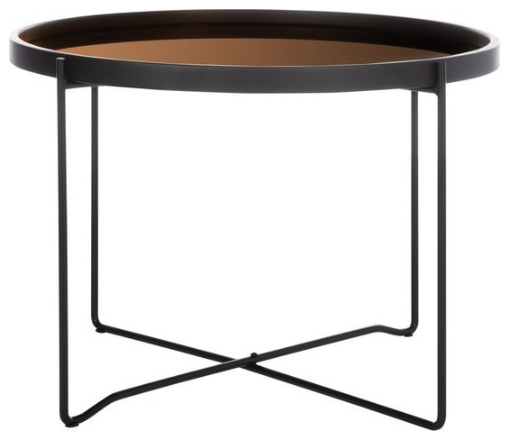 Levi Medium Round Tray Top Accent Table Black/Rose Gold   Industrial   Side Tables And End Tables   by AED Luxury Home Decor  Houzz