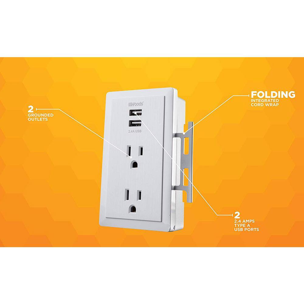 Southwire 2.4-Amp 2-Outlet2-USB Plug-In Wall Charger 41230