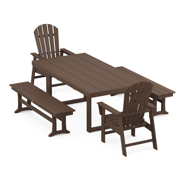 Polywood South Beach 5-Piece Dining Set with Benches PWS896-1