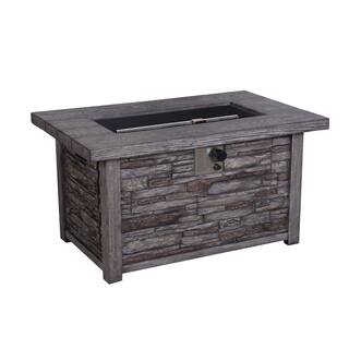 CASAINC 43.5 in. 50000 BTU Rectangular Outdoor Propane Gas Brown Fire Pit Table with Lava Rock and Waterproof Cover CA-F872-A