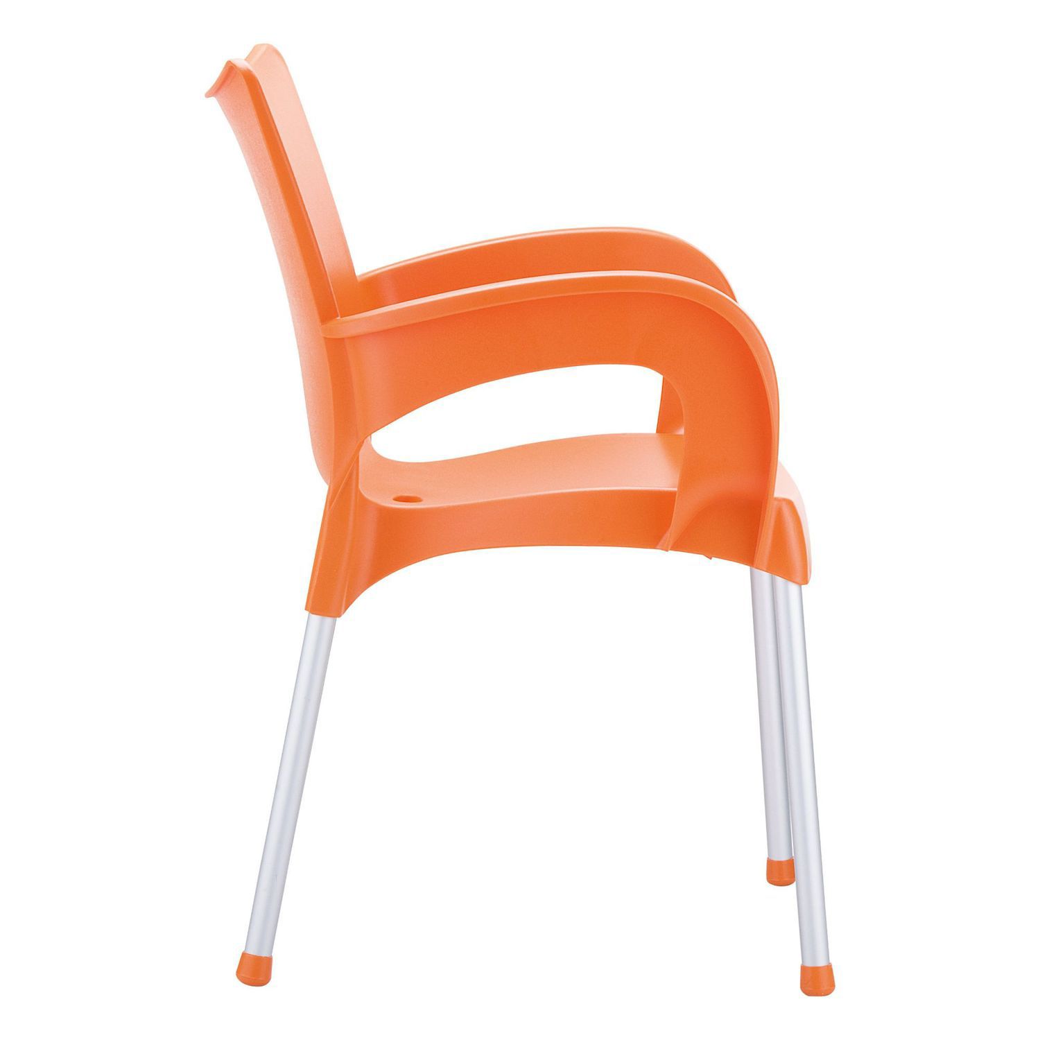 33.25 Orange and Silver Outdoor Patio Dining Arm Chair