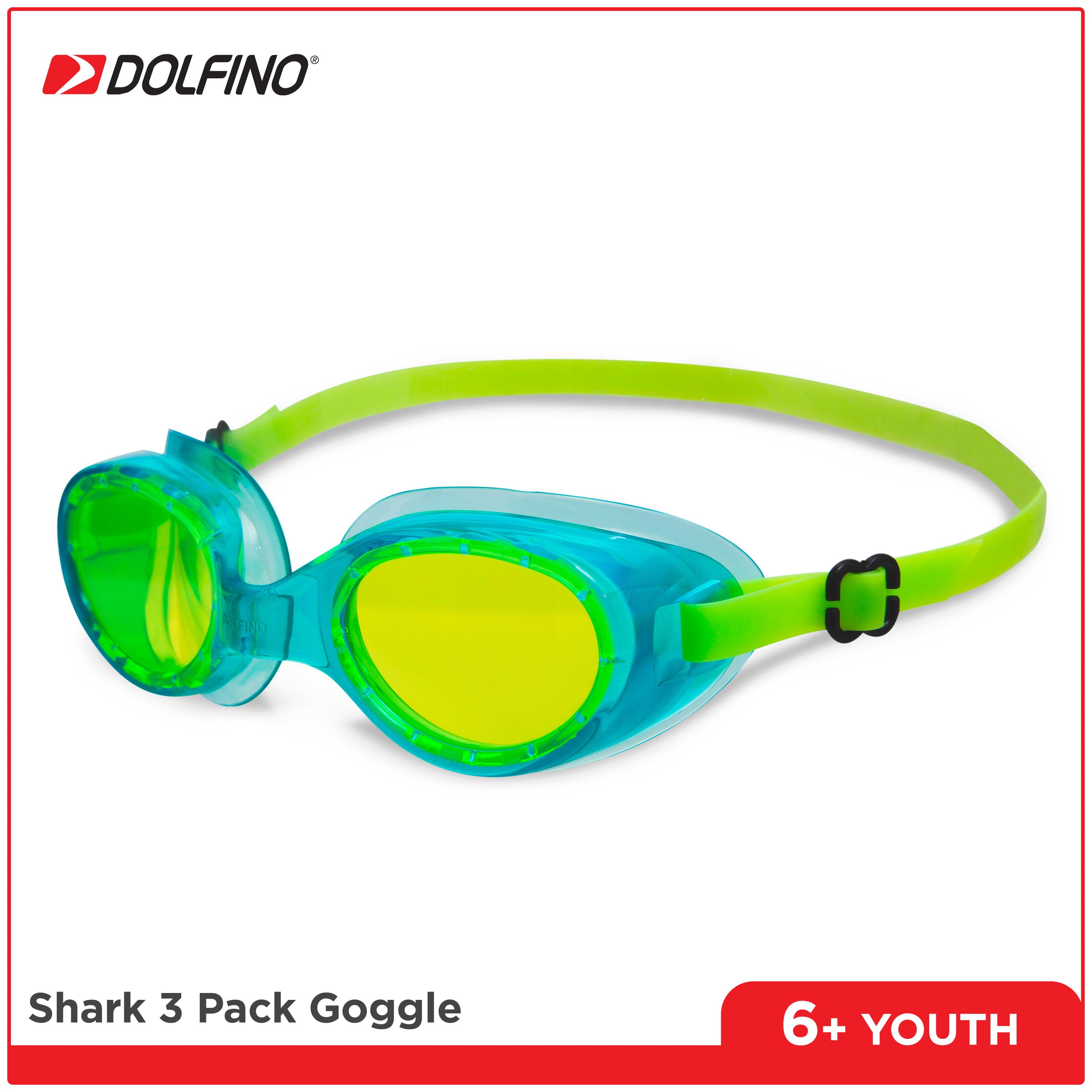 Dolfino Youth Latex Free Swim Goggles with Silicone Strap and UV Protection (3 Pack)