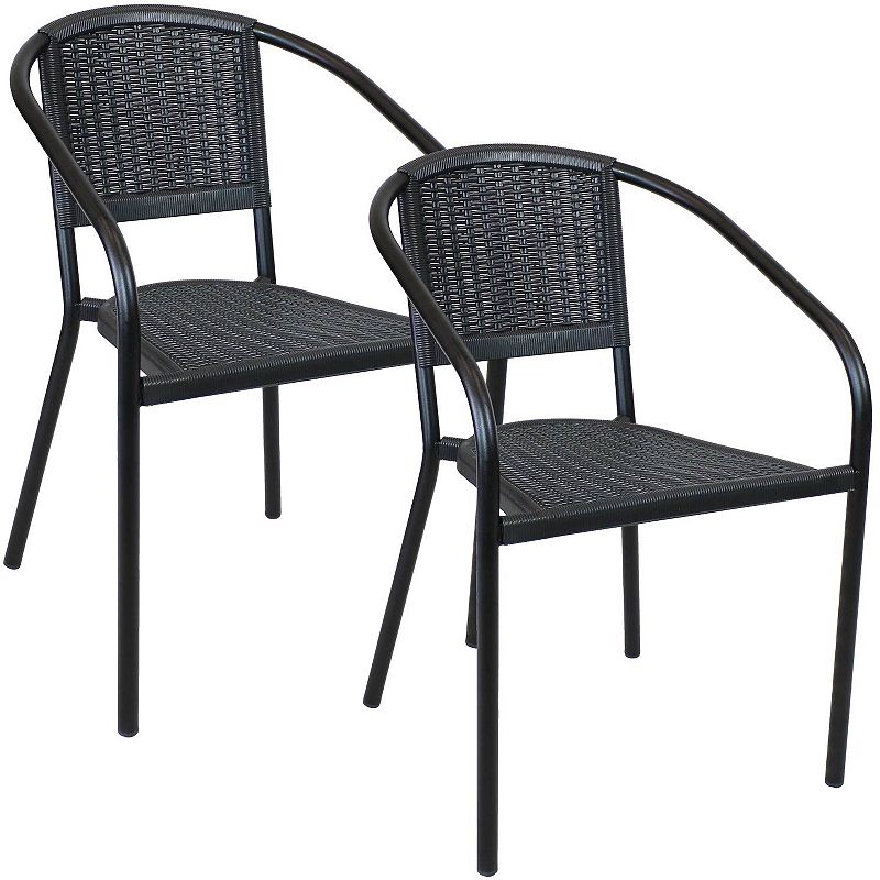 Sunnydaze Aderes Set Of 2 Plastic Stackable Patio Armchair