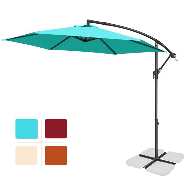 Scafild | 9 Ft Cantilever Offset Hanging Outdoor Patio Umbrella W/ Easy Tilt - Peacock Blue