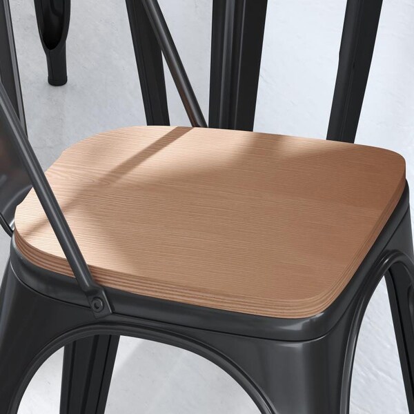 Flash Furniture Poly Resin Wood Square Seat with Metal Barstools Teak - 13.75