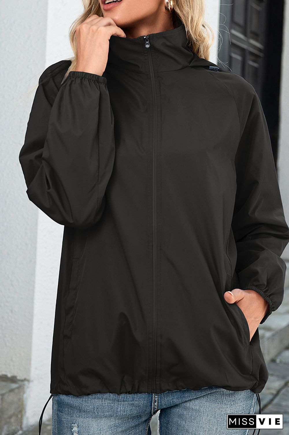 Zipper Water-proof Hooded Jacket Women Wholesale