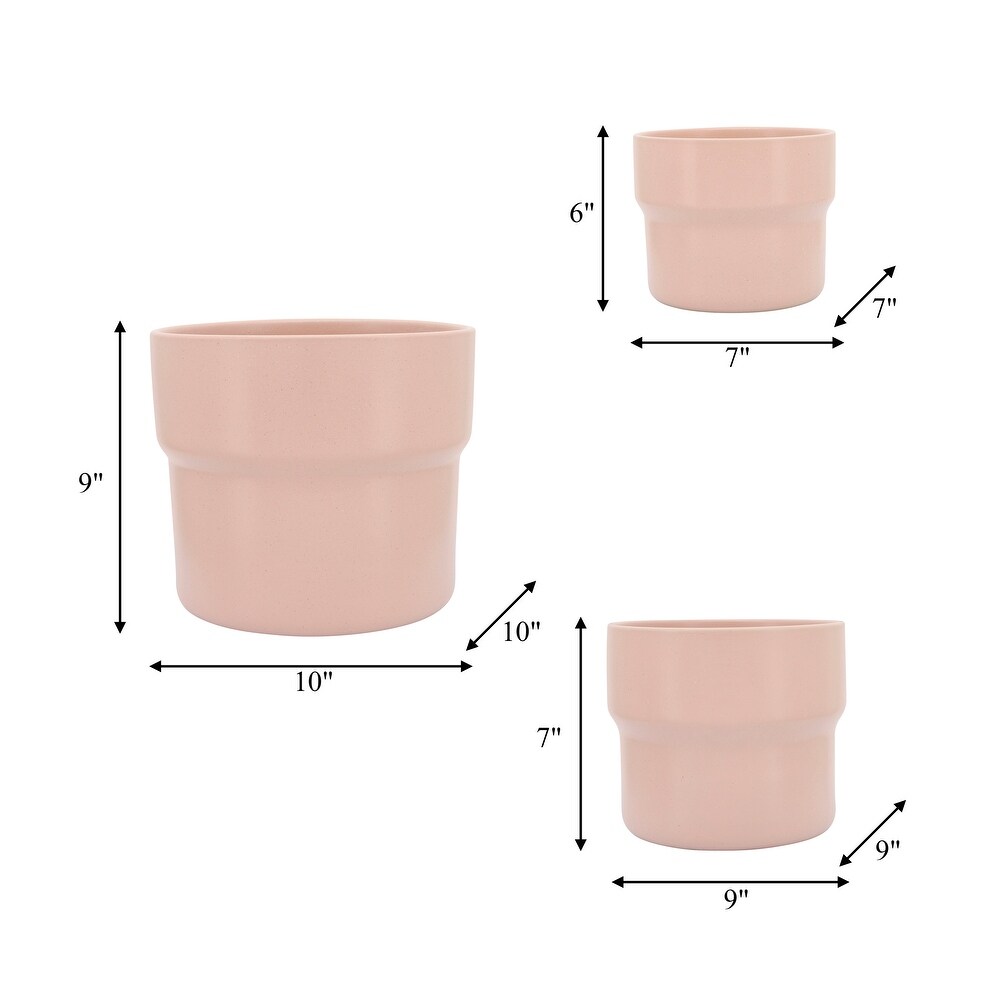 Blush Pink Ceramic Handmade Mushroom Shaped Planters (Set of 3)