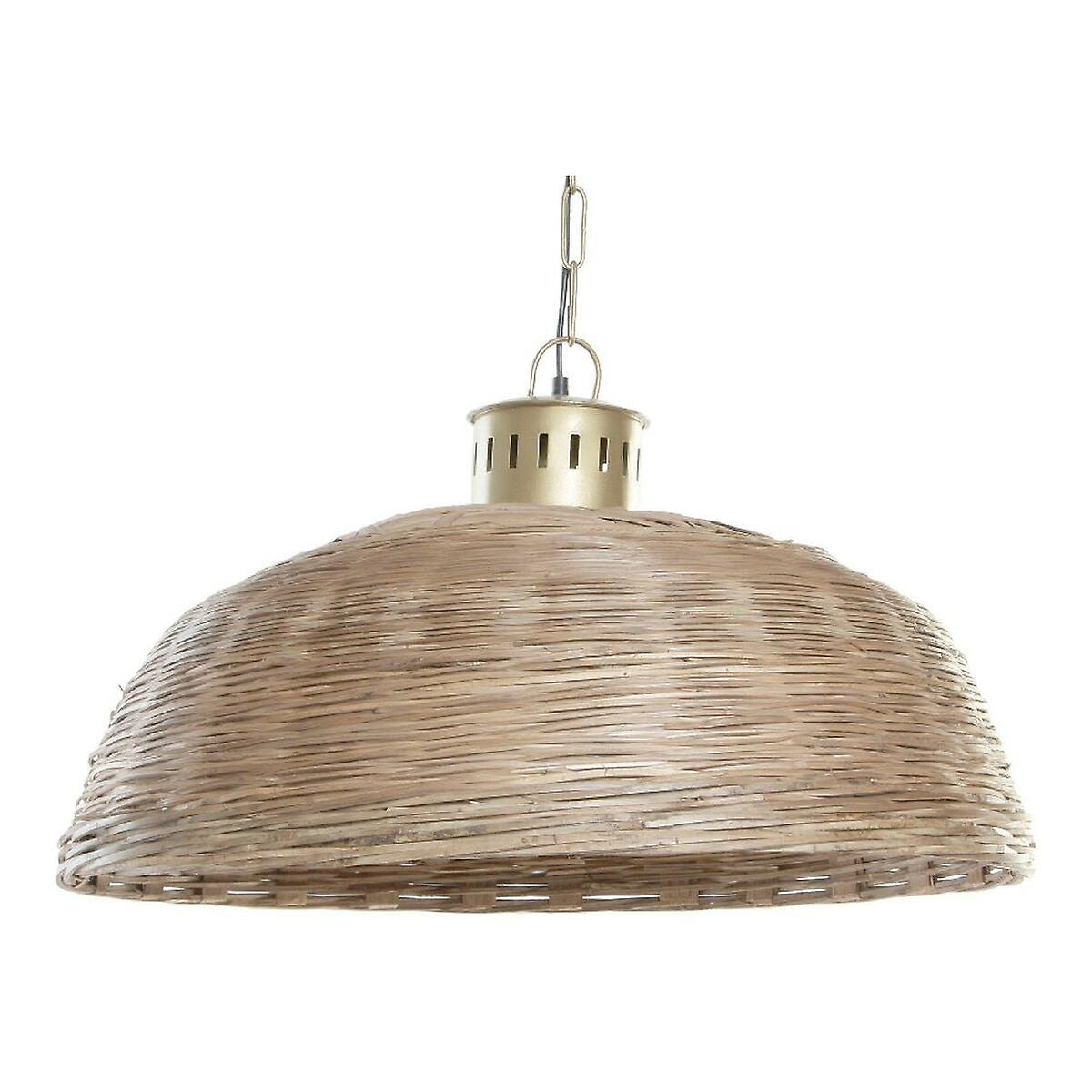 Ceiling light dkd home decor brown multicolour golden metal wicker 50 w 220 v 74 x 74 x 47 cm