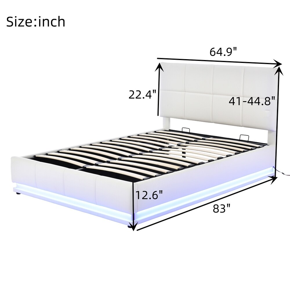 Hydraulic Storage Bed Tufted Upholstered Platform Bed with USB Charger