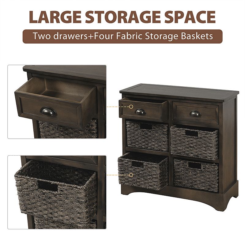 Merax Rustic Storage Cabinet with Two Drawers and Four Classic