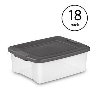 Sterilite 25 Qt. Shelf Tote with Flat Gray Lid and Platinum Latches (18-Pack) 18 x 19363V06