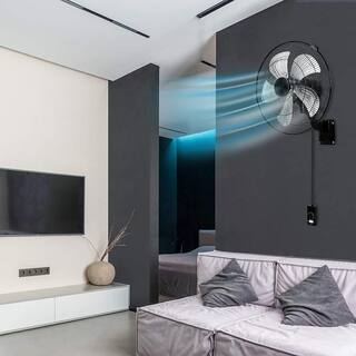 Amucolo 18 in. 5-Speed Household Commercial Wall Mount Fan in Black with 90 Degree Horizontal Oscillation YeaD-CYD0-JIZ8