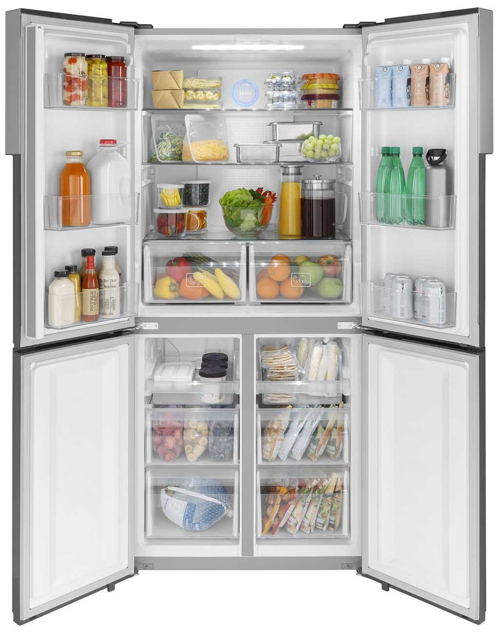 Haier 16.4 Cu. Ft. Fingerprint Resistant Stainless Steel Quad Door Refrigerator