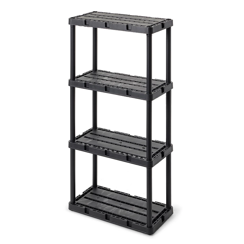 Gracious Living 4 Shelf Knect-A-Shelf Solid Light Duty Storage Unit， Black