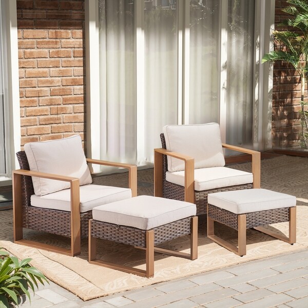 Outdoor Patio Chair with 2 Ottomans