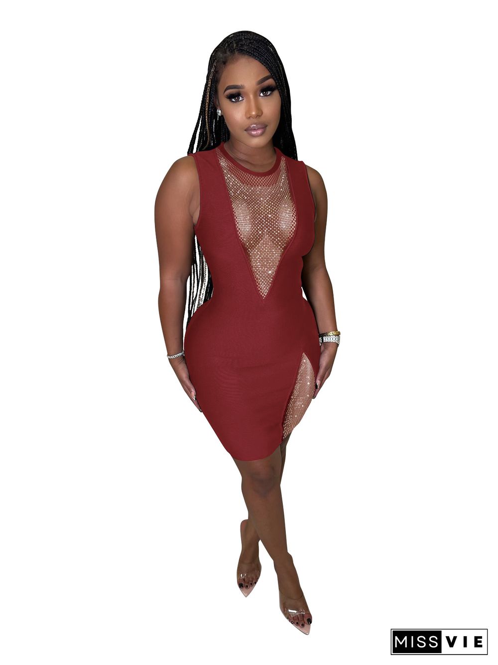 Sleeveless Hot Drill Bodycon Dress