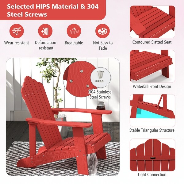 Gymax Patio HIPS Outdoor Weather Resistant Slatted Chair Adirondack