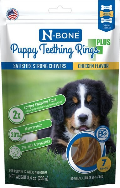 N-Bone Puppy Teething Rings Plus Chicken Flavor Dog Treats， 7 count