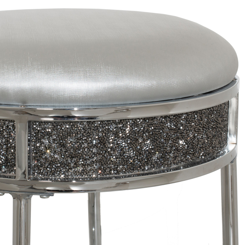 Hillsdale Furniture Roma Backless Faux Diamond Cluster Vanity Stool  Chrome   Contemporary   Vanity Stools And Benches   by Hillsdale Furniture  Houzz