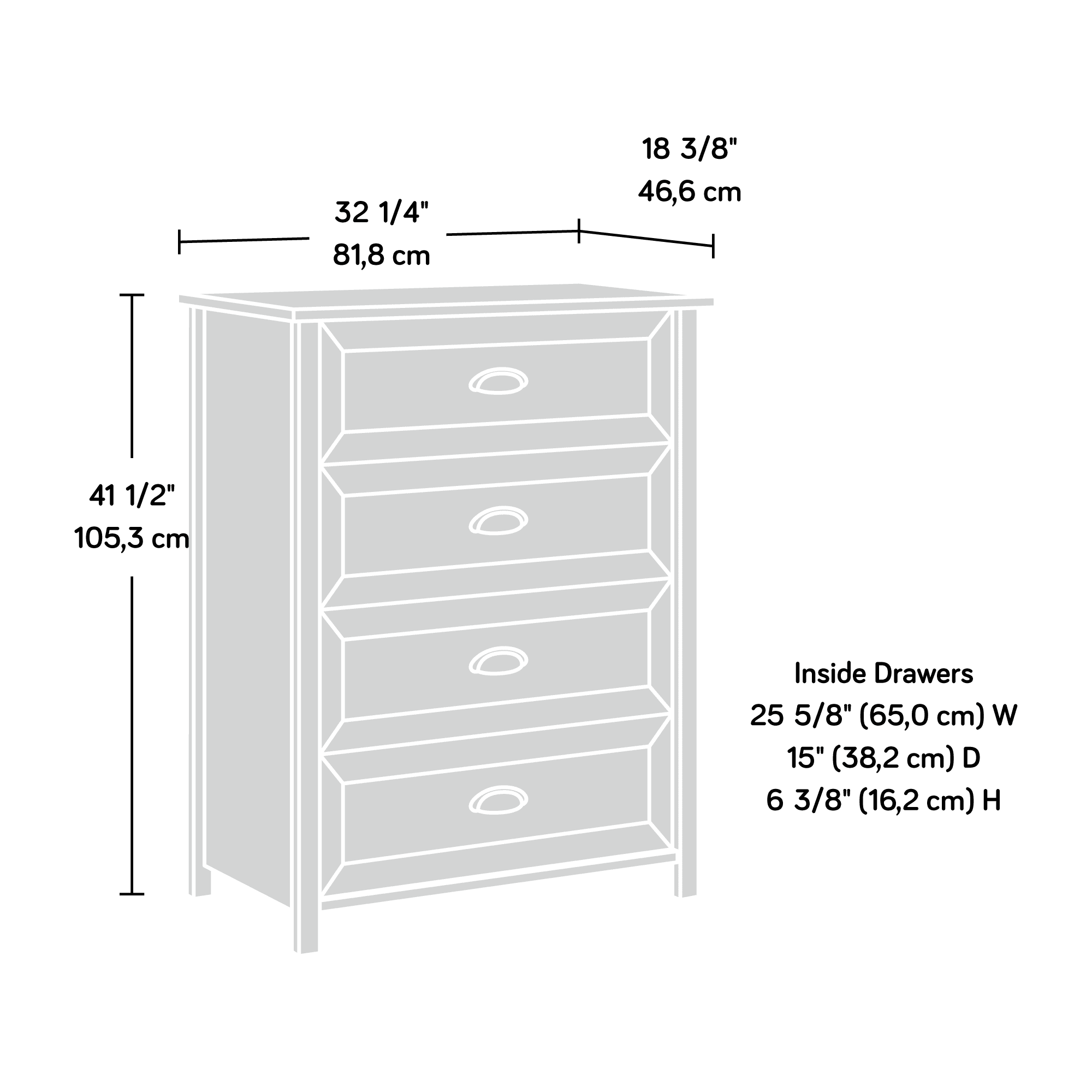 Sauder County Line 4-Drawer Chest, Soft White Finish