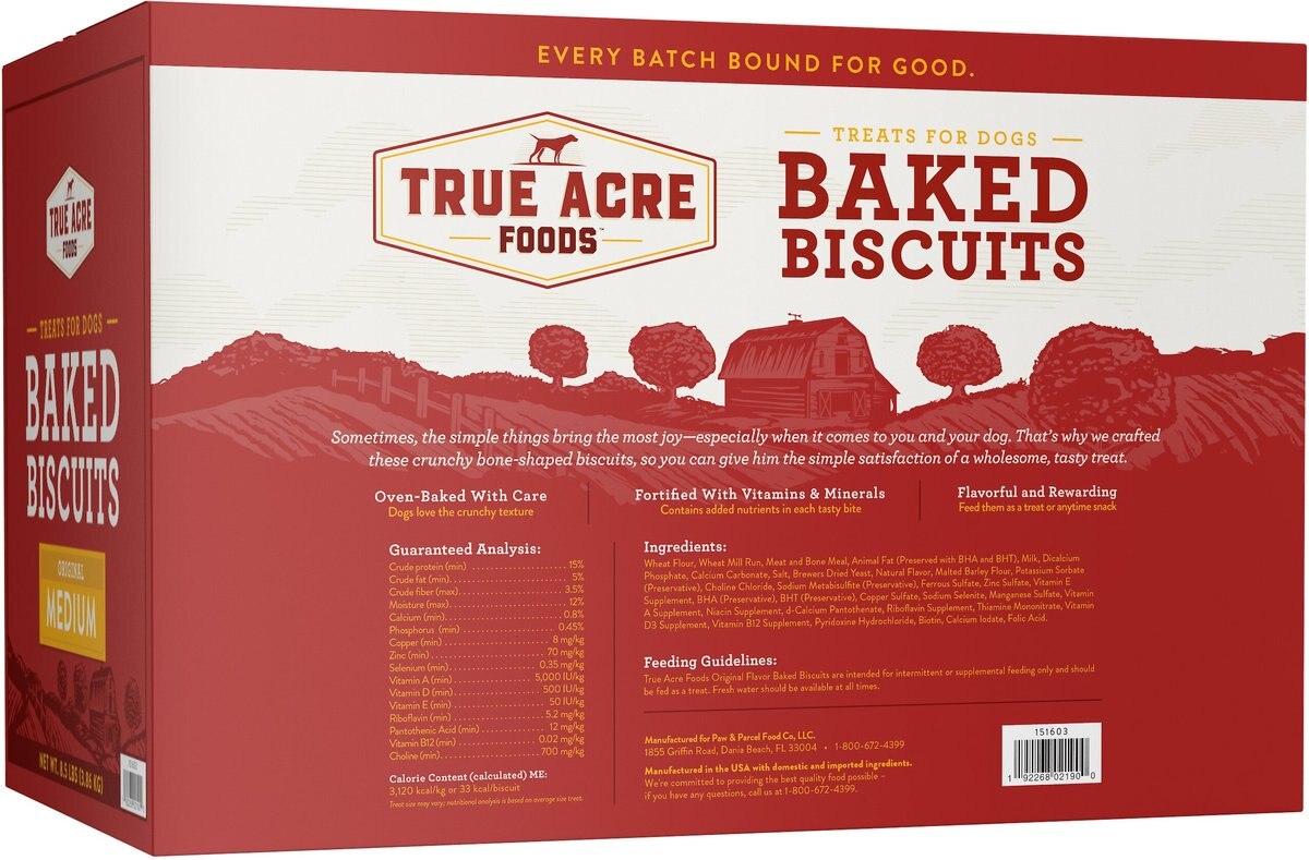 True Acre Foods Medium Original Baked Biscuits Dog Treats