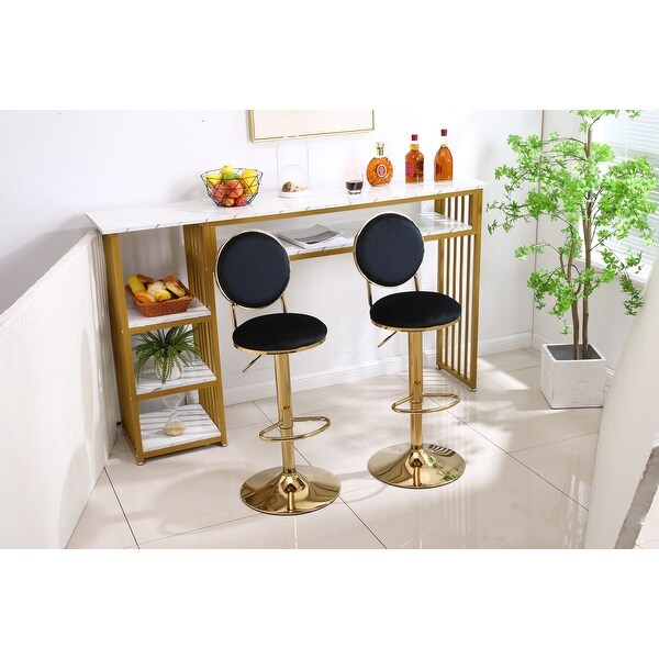 Bar Stools Set of 2 Velvet Breakfast Dining Bar Stools Counter Height Bar Chairs with Metal Frame And Footrest