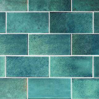 Daltile LuxeCraft Arteko 3 in. x 6 in. Glazed Ceramic Handmade Green Subway Tile (12.5 sq. ft.case) AK0336MODHD1P2