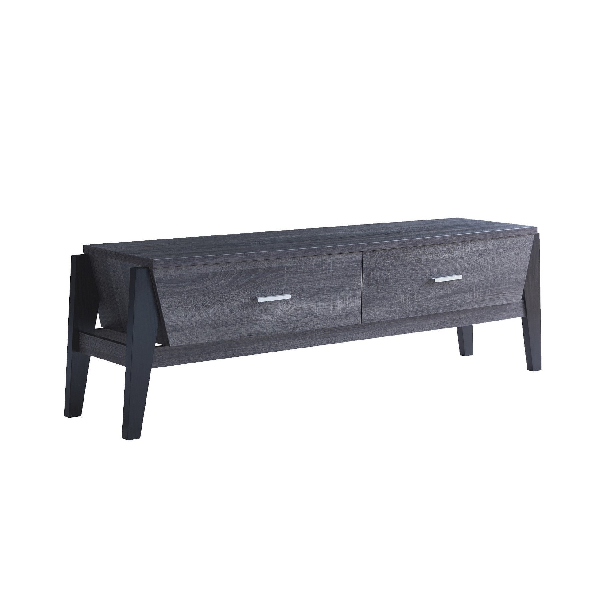 65 Inch Wood TV Media Entertainment Console， 2 Drawers， Gray