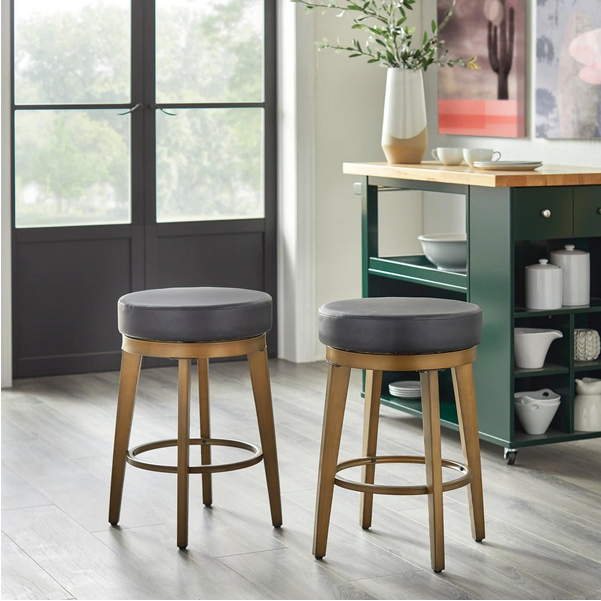 angelo:HOME Swivel Stools - Linden Brass set of 2 (black)