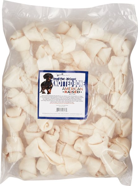 Pure and Simple Pet Flat Knotted Rawhide Bone Dog Treat， Small