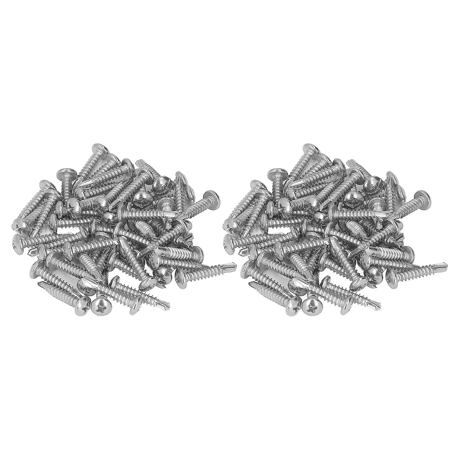 100Pcs Self Drilling Screw Round Head 304 Stainless Steel Fasteners for Wood Work M4.8x25